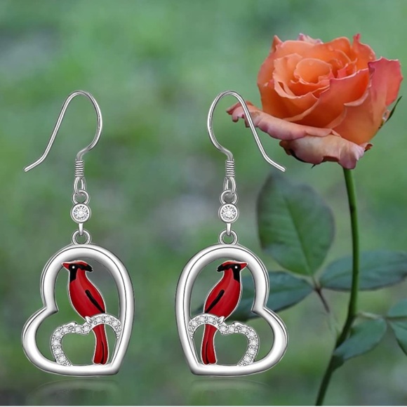 Diamond Cardinal Angel Earrings - Picture 6 of 7